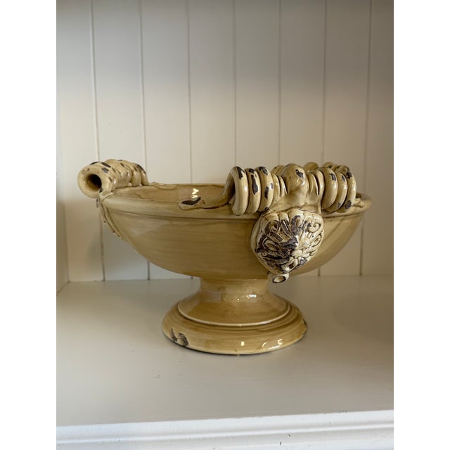 Late 20th Century Large Handcrafted Ceramic Pedestal Compote For Sale In New York - Image 6 of 16