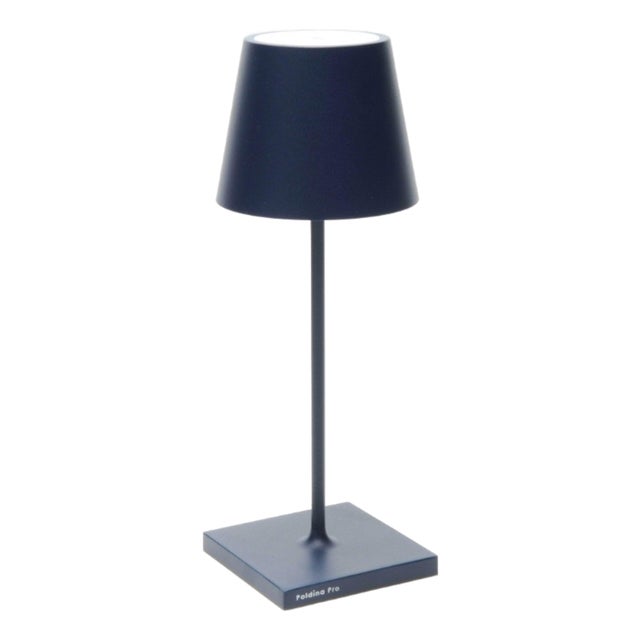 Zafferano Poldina Pro Mini Cordless Lamp in Steel Blue For Sale