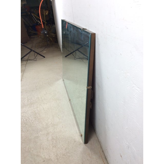 Mid Century Modern Long Rectangular Wall Mirror With Beveled Edge and Brass Accents For Sale - Image 17 of 18