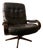 Scandinavian Black Leather Swivel Lounge Chair with Bentwood Frame, 1970s For Sale