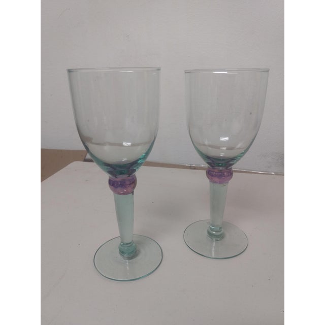 Blue & Purple Wine Glasses A Pair Chairish