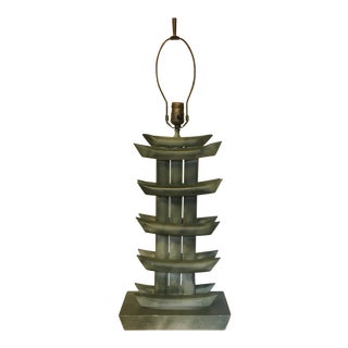 Mid Century Rattan Pagoda Lamp For Sale