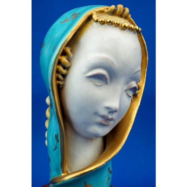 Majolica Ceramic Bust Sculpture of Madonna by Eugenio Pattarino, Italy, 1920s-1940s For Sale - Image 11 of 18