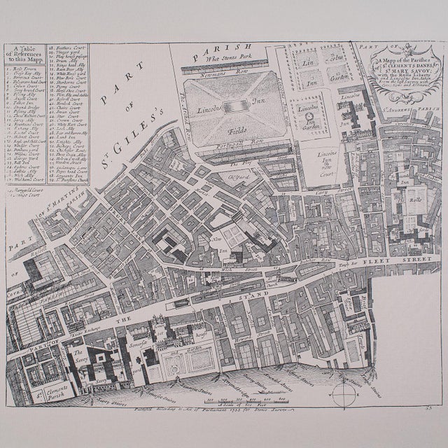 Vintage 18th Century Street Map, London, Lincoln's Inn, the Strand, Cartography For Sale - Image 4 of 11