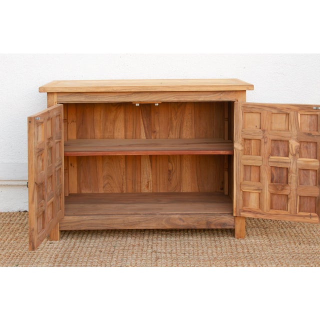 Tan Carved Floral Lotus Buffet Cabinet For Sale - Image 8 of 10