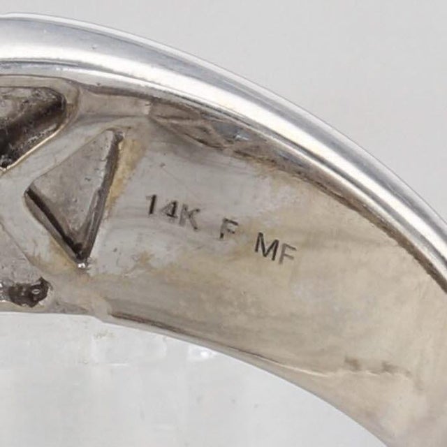 1.65ctw Blue Sapphire Diamond Ring 14k White Gold Size 4.25-4.5 Wedding Band For Sale - Image 4 of 8