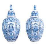 Lidded Vases, Delft, 1800, Set of x For Sale