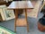 20th century oak side table. Hand made. Turned splayed legs, bottom shelf. Perfect little side table.
