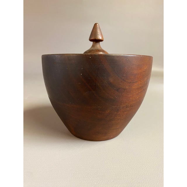 Mid-Century Modern 1960s Capital Enterprises Turned Walnut and Enameled Covered Vessel For Sale - Image 3 of 10