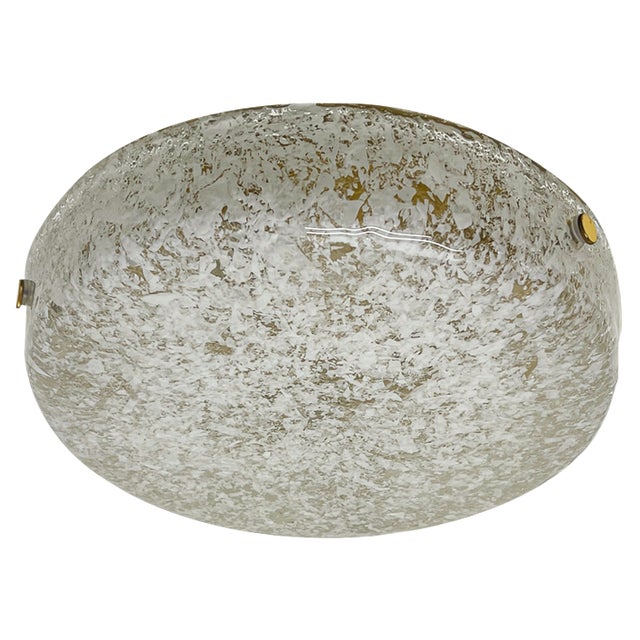 Mid-Century Modern Flush Mount in Ice Glass from Hillebrand, 1960s For Sale