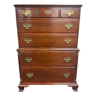 Vintage Thomasville Chair Company Mahogany Chest on Chest Dresser For Sale