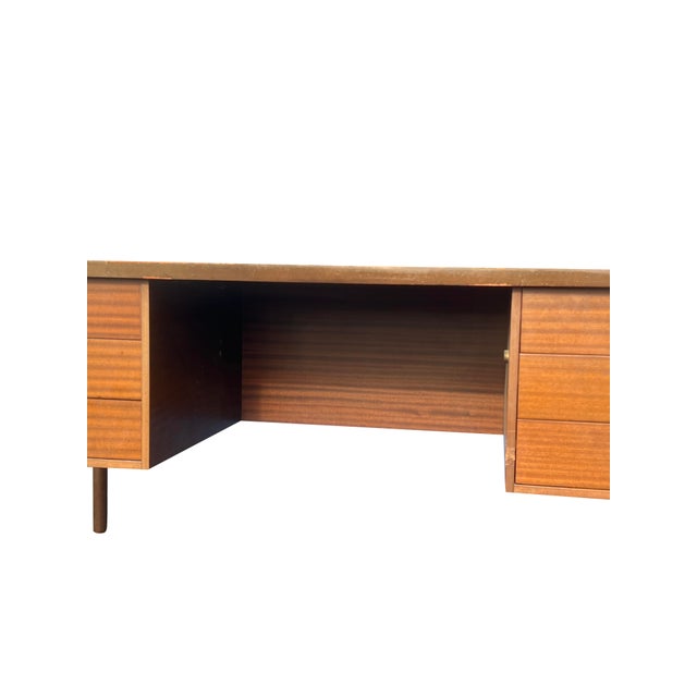 Vintage Modern Italian Designer Desk With Brass Pulls in Herman Miller Style For Sale - Image 9 of 16