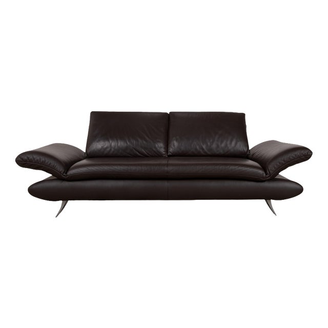 Leather Three-Seater Brown Manual Function Sofa from Koinor Velluti For Sale