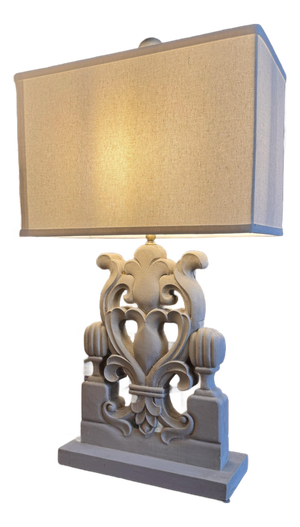Lillian Home Wylie Carved Wood Table Lamp With Linen Shade – New