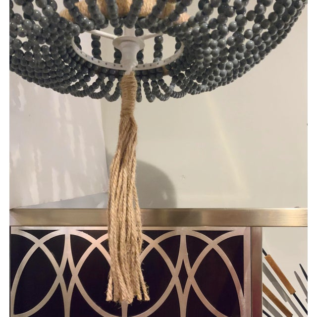 Contemporary Organic Modern Gray Bead Chandelier For Sale - Image 3 of 5