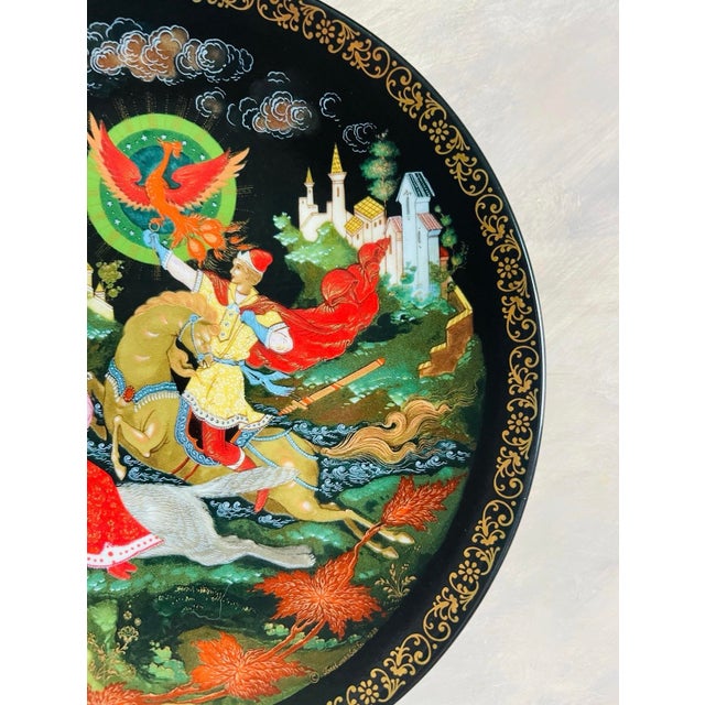 1990s 1990s Vintage Russian Collectible Plate of Phoenix Wall Gallery Art For Sale - Image 5 of 7