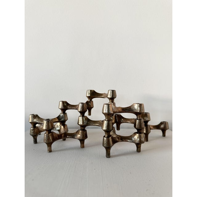 Gold Modular Bonze Candleholder by Michael Harjes, 1960s, Set of 10 For Sale - Image 8 of 8
