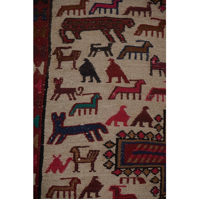 Animal Pattern Soumac Kilim Rug 3'5'' X 4'7'' For Sale - Image 10 of 12