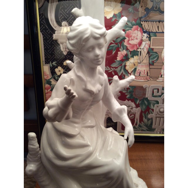 Chinoiserie 1980s Blanc De Chine Chinoiserie Style Figure Lamps With Designer Shades - a Pair For Sale - Image 3 of 13