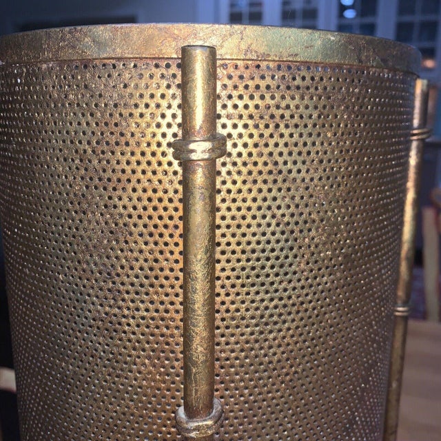 Mid 20th Century Brass Mesh Metal Umbrella Stand / Wastebasket With Bamboo Legs Chairish