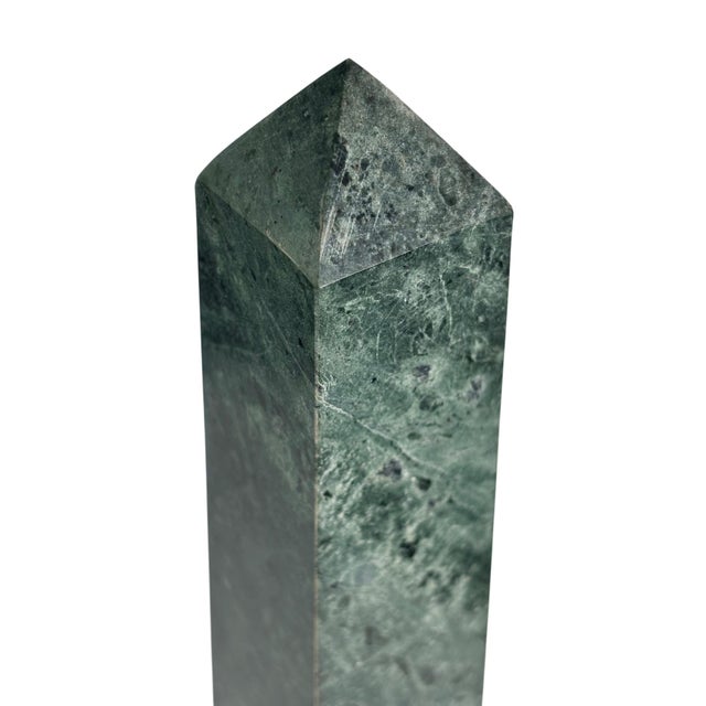 Brass Neoclassical Green Marble & Brass Obelisk, 14.5" High For Sale - Image 8 of 11