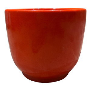 Gainey White Planter Mid Century Modern Satin Finish Egg Shape Red