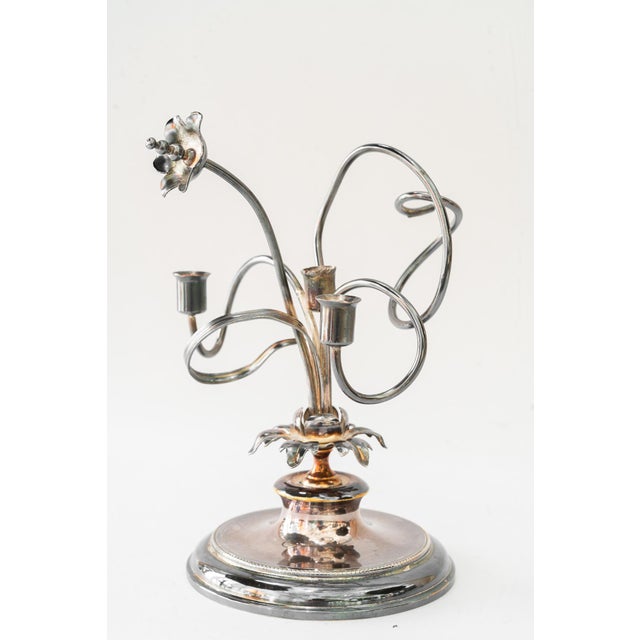 Jugendstil Silvered Brass Candleholder for 3 Candles, Vienna, Austria, 1908 For Sale - Image 9 of 15