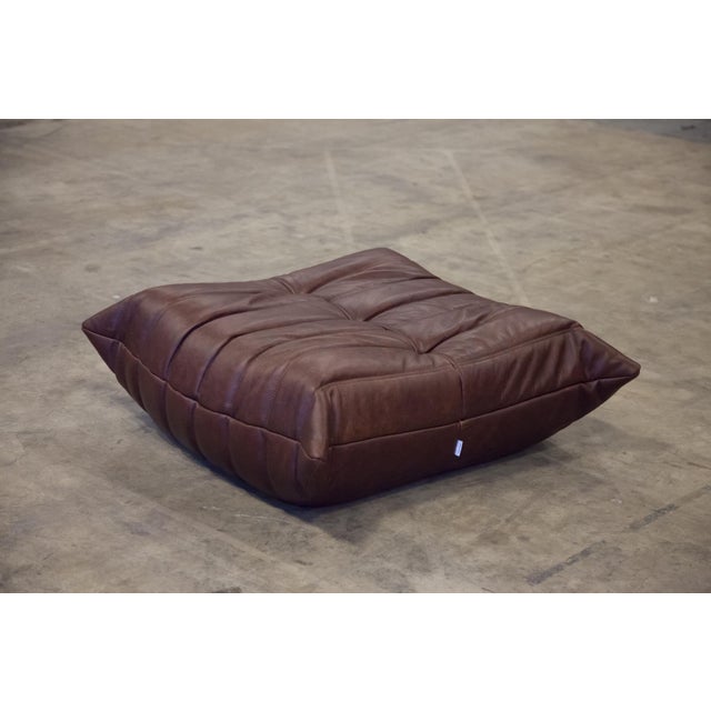Brown Chocolate Brown Leather Togo Sofa, 1970s, Set of 5 For Sale - Image 8 of 12