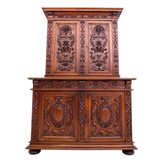 Antique Frernch Carved Cabinet, 1870 For Sale