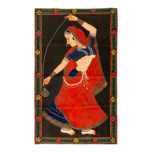 Indian Portrait of a Dancer Gouache on Fabric