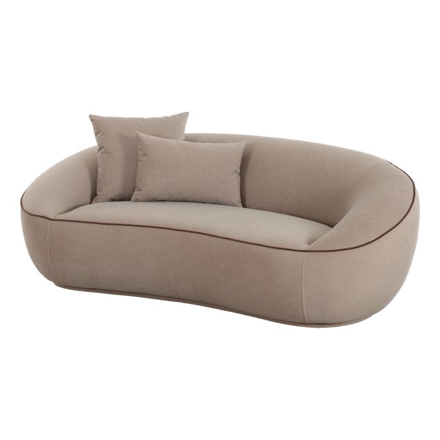 Jenny Taupe Faux Mohair Loveseat For Sale