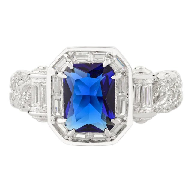 Solitaire Something Blue Chunky Engagement Ring- Size 7 For Sale