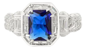 Solitaire Something Blue Chunky Engagement Ring- Size 7