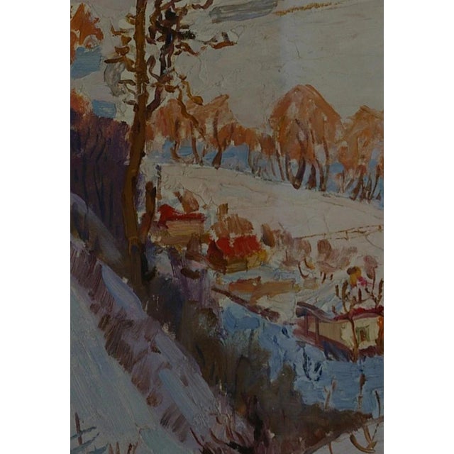 Winter Landscape Oil Painting, Soviet Ukrainian Art, 1967 50-35 For Sale - Image 4 of 6