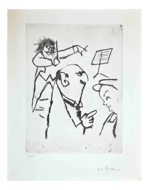 Mino Maccari, At the Concert, 1970s, Etching