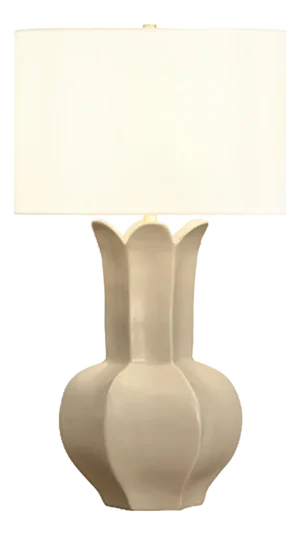 Matthew Izzo Home Lyla Beige Glaze Ceramic Table Lamp With Brass Accent and Shade