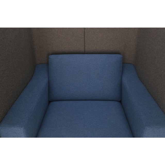 Finn Juhl Mid Century Modern Wingback Lounge Chairs Blue Grey Wool Upholstery - A Pair For Sale - Image 4 of 12