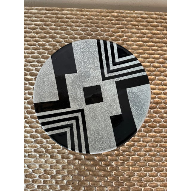 Ceramic Vintage Postmodern Black and Gray Ceramic Plate /Vessel For Sale - Image 7 of 7