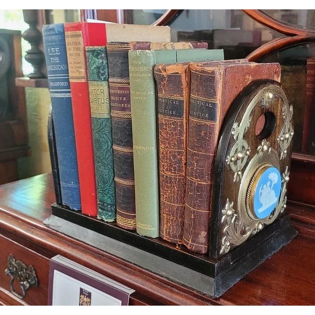 19c British Coromandel, Brass With Large Jasperware Medallions Book Slide For Sale - Image 10 of 12