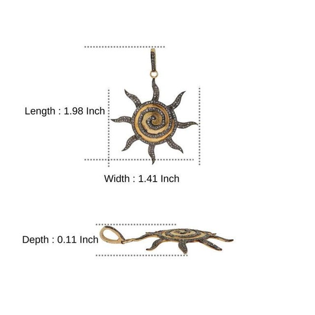 Antique-Inspired Spiral Sun Diamond Pendant in Sterling Silver For Sale - Image 10 of 12