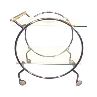Chrome and Glass Mid-Century Bar Cart For Sale