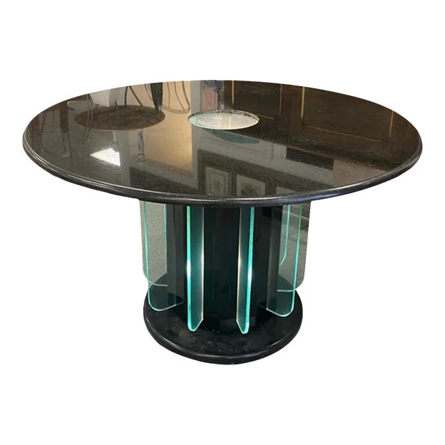 Art Deco Revival Illuminated Black Granite & Glass Art Deco Revival Table For Sale