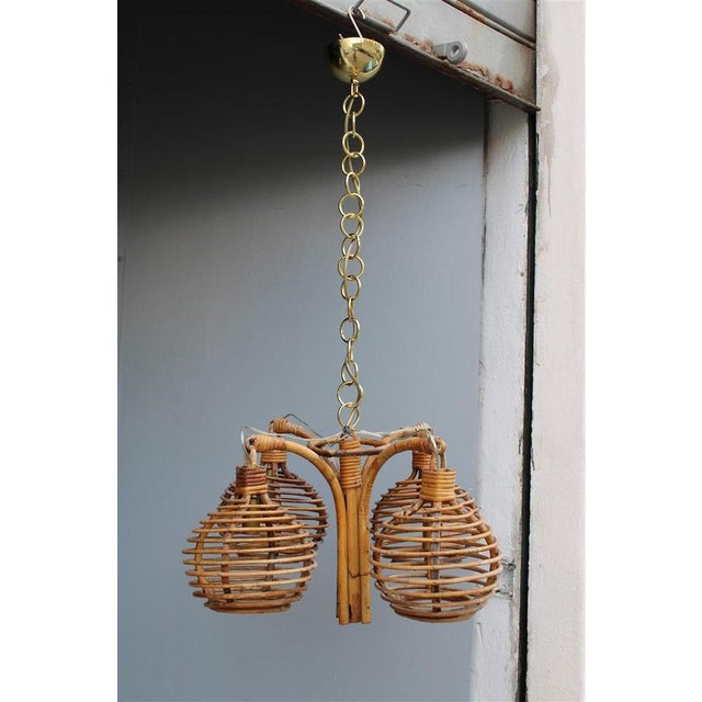 Italian Bamboo Chandelier, 1950 For Sale - Image 15 of 15