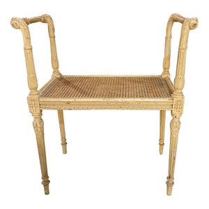 Antique French Louis XVI Carved and Painted Window Bench