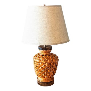 Vintage Late 20th Century Woven Wicker Lamp For Sale