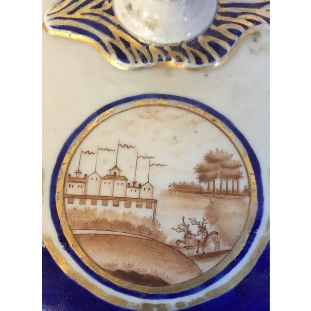 1810 Antique Chinese Export Porcelain Entree Serving Dish Painted with Sepia Landscapes - 3 Pieces For Sale - Image 9 of 12