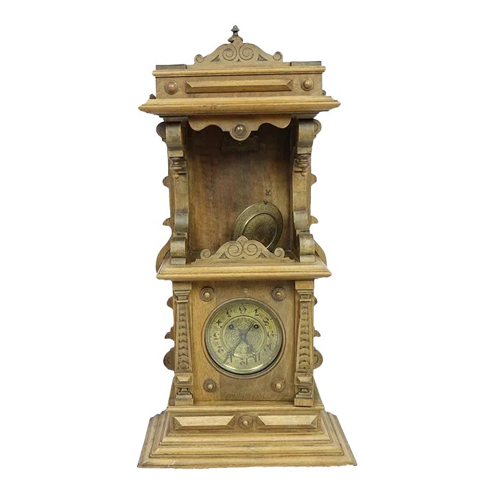 Late 19th Century Antique Small Wood Clock | Chairish