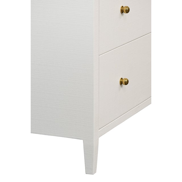 Not Yet Made - Made To Order Matthew Izzo Home Carnegie Textured White Linen Seven Drawer Chest With Brass Knobs For Sale - Image 5 of 8