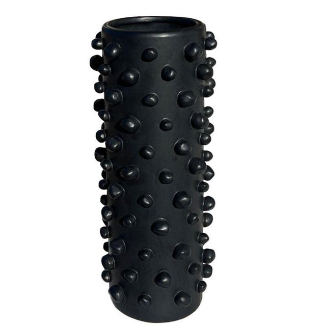 Elevate your interior with this striking black ceramic spiked vase, a bold statement piece blending modern design with...