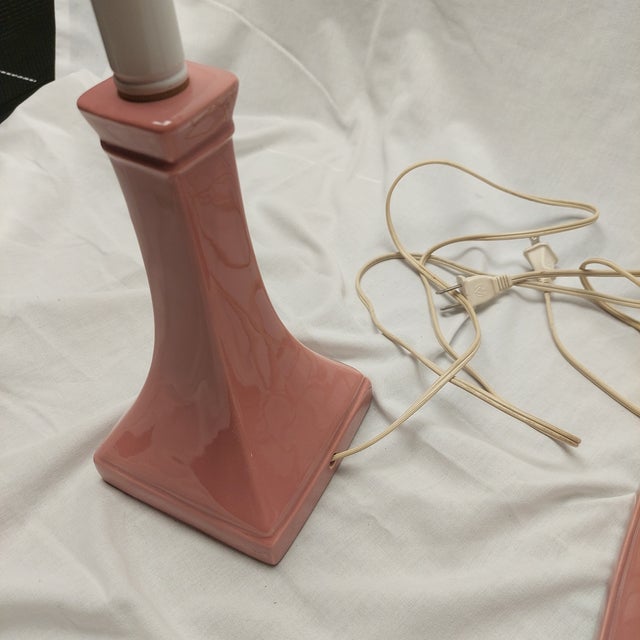 Late 20th Century Late 20th Century Mid-Century Modern Pastel Pink Lamp - a Pair For Sale - Image 5 of 7